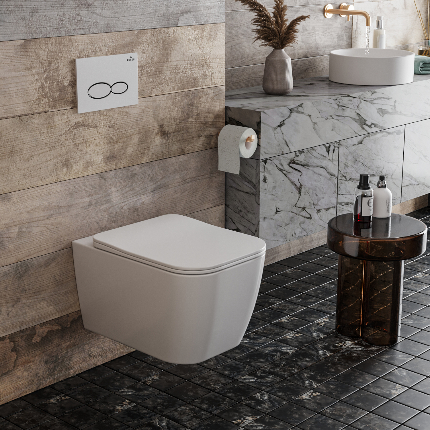 Подвесной унитаз Roxen Cube Tornado 530135-01 Rimless Soft Close