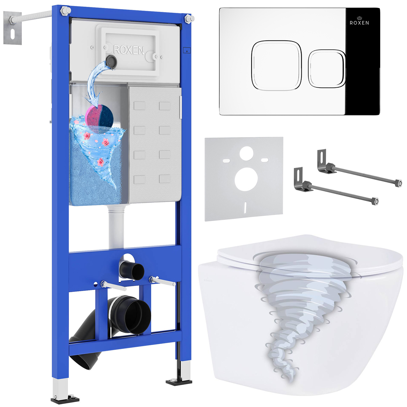 Комплект 6 в 1 Roxen StounFix Dual Fresh 968385  (состоит из: 710200, Santi 410280CH, 530205-01)