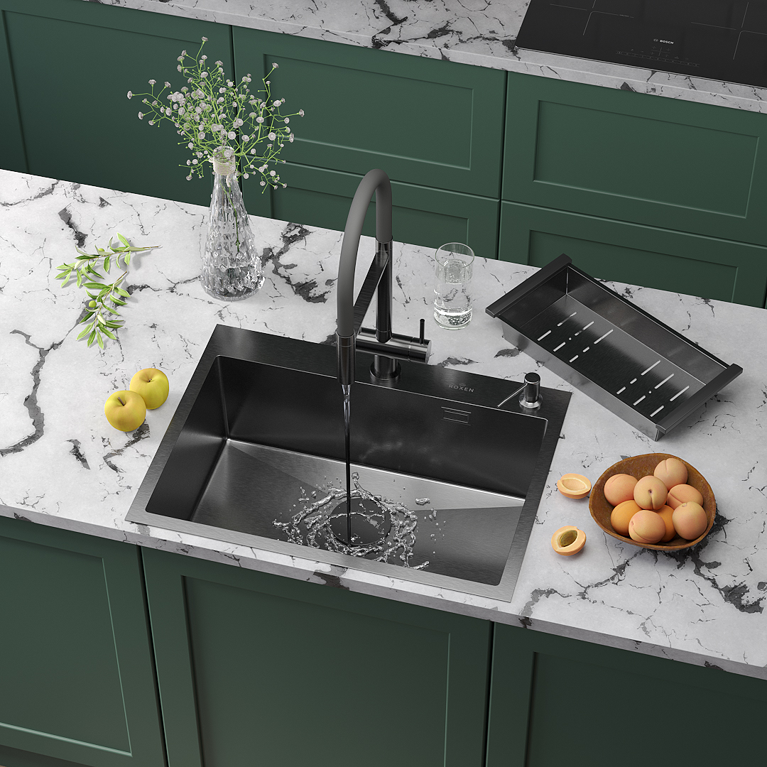 Кухонная мойка Roxen Simple 65 PVD (графит)