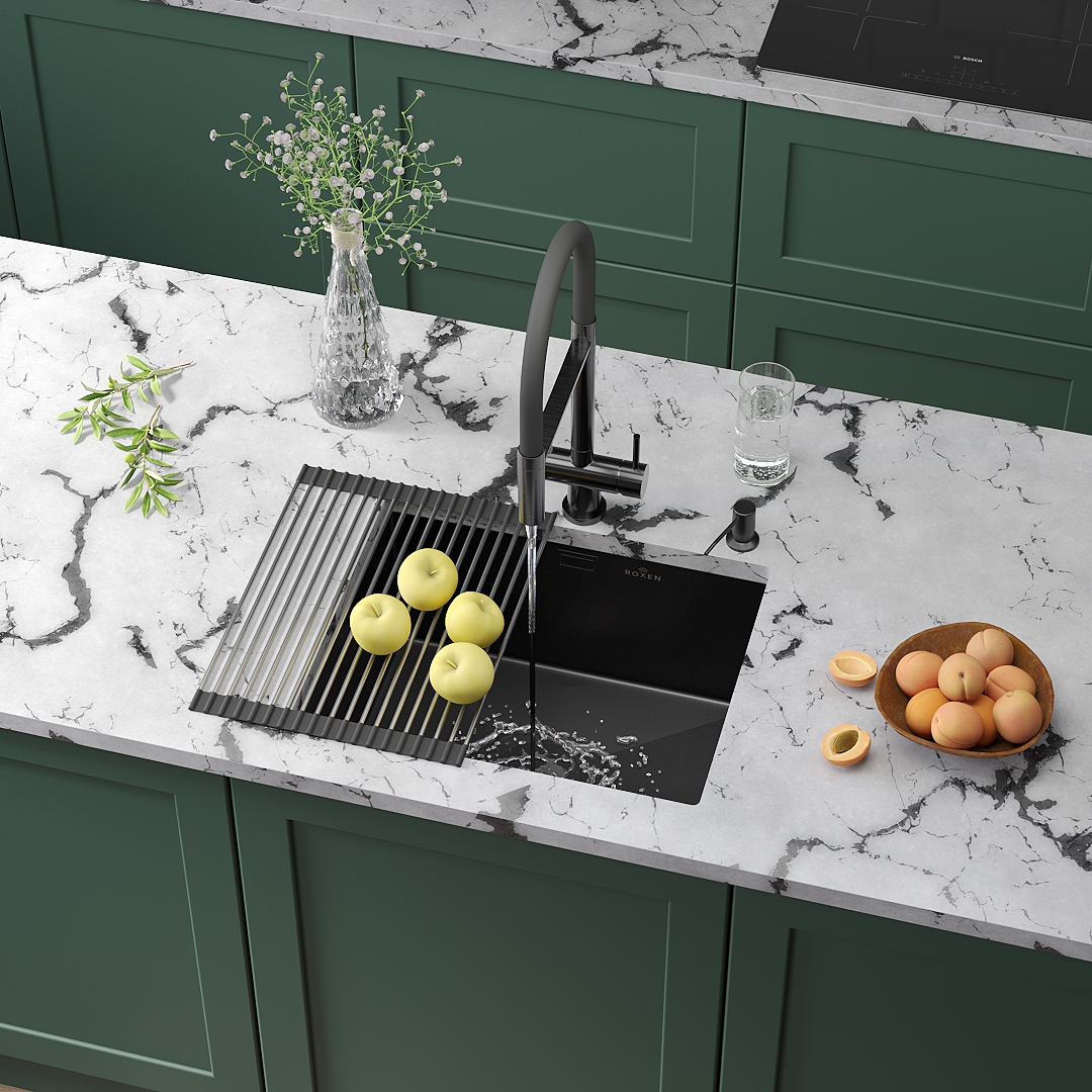 Кухонная мойка Roxen Uno 54 PVD (графит) под столешницу